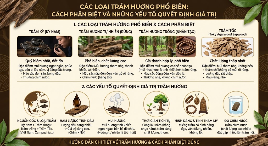 Các Loại Trầm Hương Phổ Biến: Cách Phân Biệt Và Những Yếu Tố Quyết Định Giá Trị