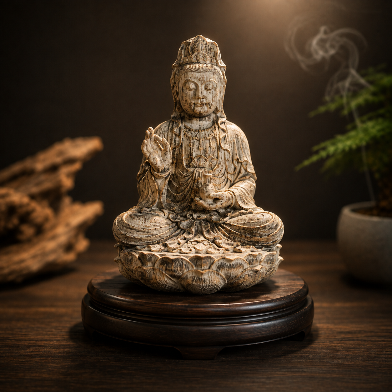 Tượng Mẹ Quan Âm Trầm Hương Lượng Tử